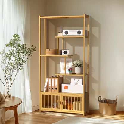 Bamboo Storage Rack with Multi-Level Shelves for Home