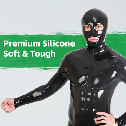 Black Latex Furry Hood with Eyes & Mouth Openings