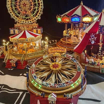 Rotating Roller Coaster Music Box with Amusement Park Design