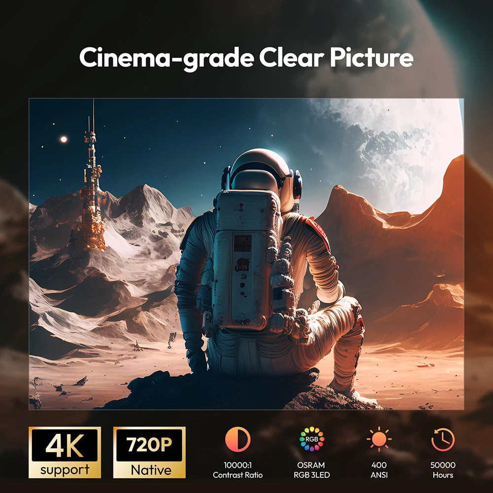 Portable 1080p Smart DLP Projector 400 ANSI WiFi Bluetooth