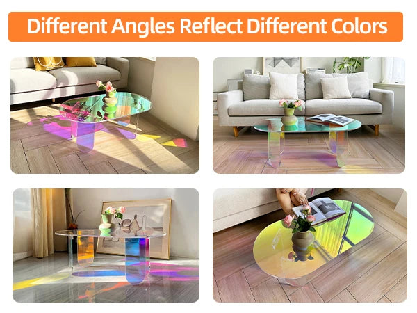 Iridescent Acrylic Coffee Table 95cm Modern Side Table