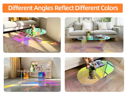 Iridescent Acrylic Coffee Table 95cm Modern Side Table