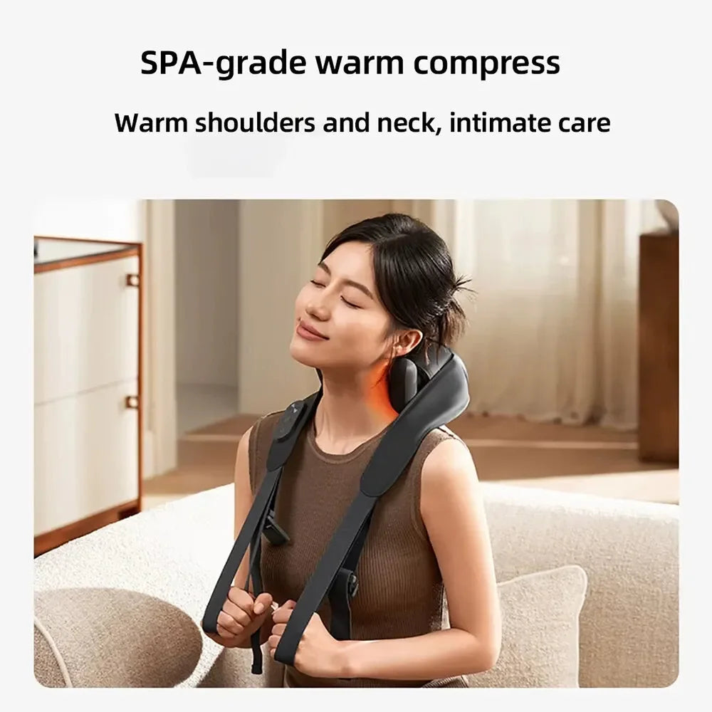 Rechargeable Neck Massager with Custom Modes and Hot Compress