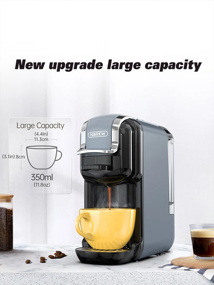 5-in-1 Coffee Machine Capsule Pod Ground Coffee Grey