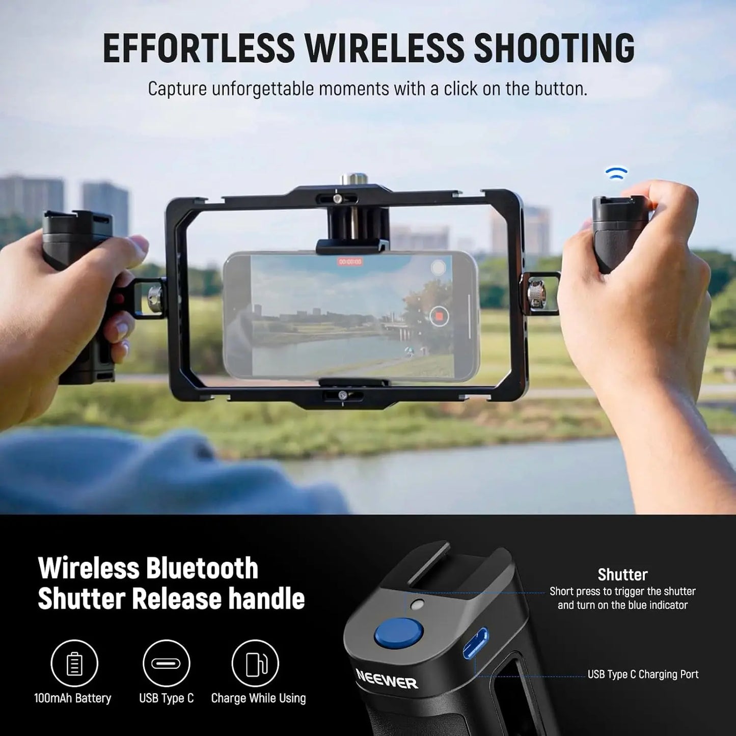 Universal Phone Cage Rig with Bluetooth Handle Stabilizer