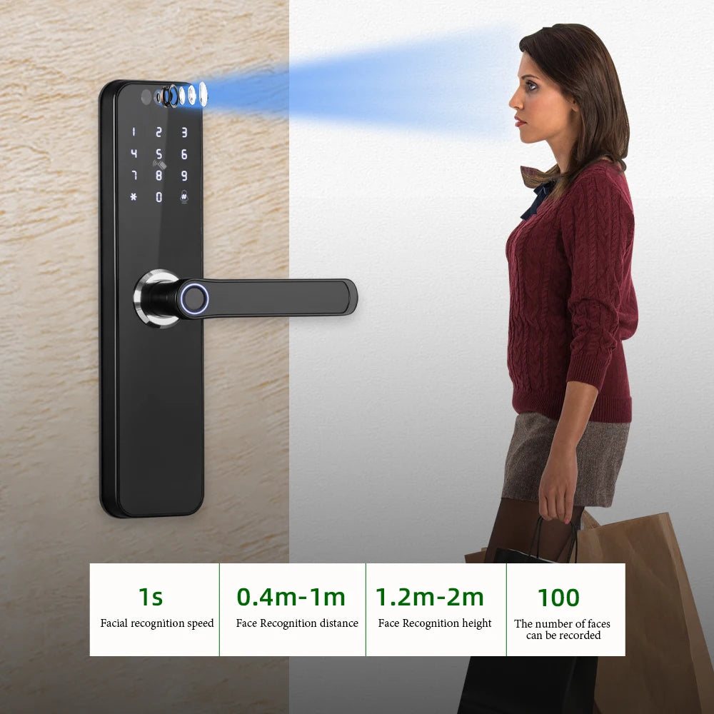22x200 WiFi Door Lock with Screen & Rechargeable Battery