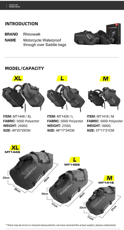 18L Waterproof Motorcycle Side Bags 2-Pack Compact Durable
