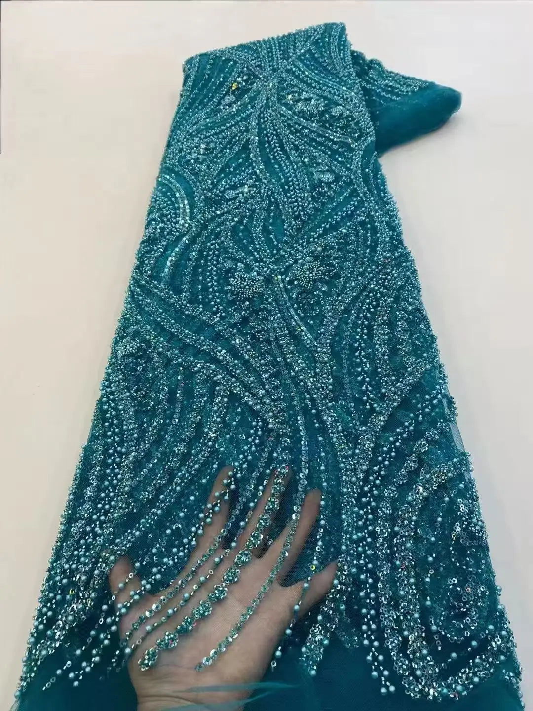 Elegant Embroidered Lace Fabric for Wedding Dress