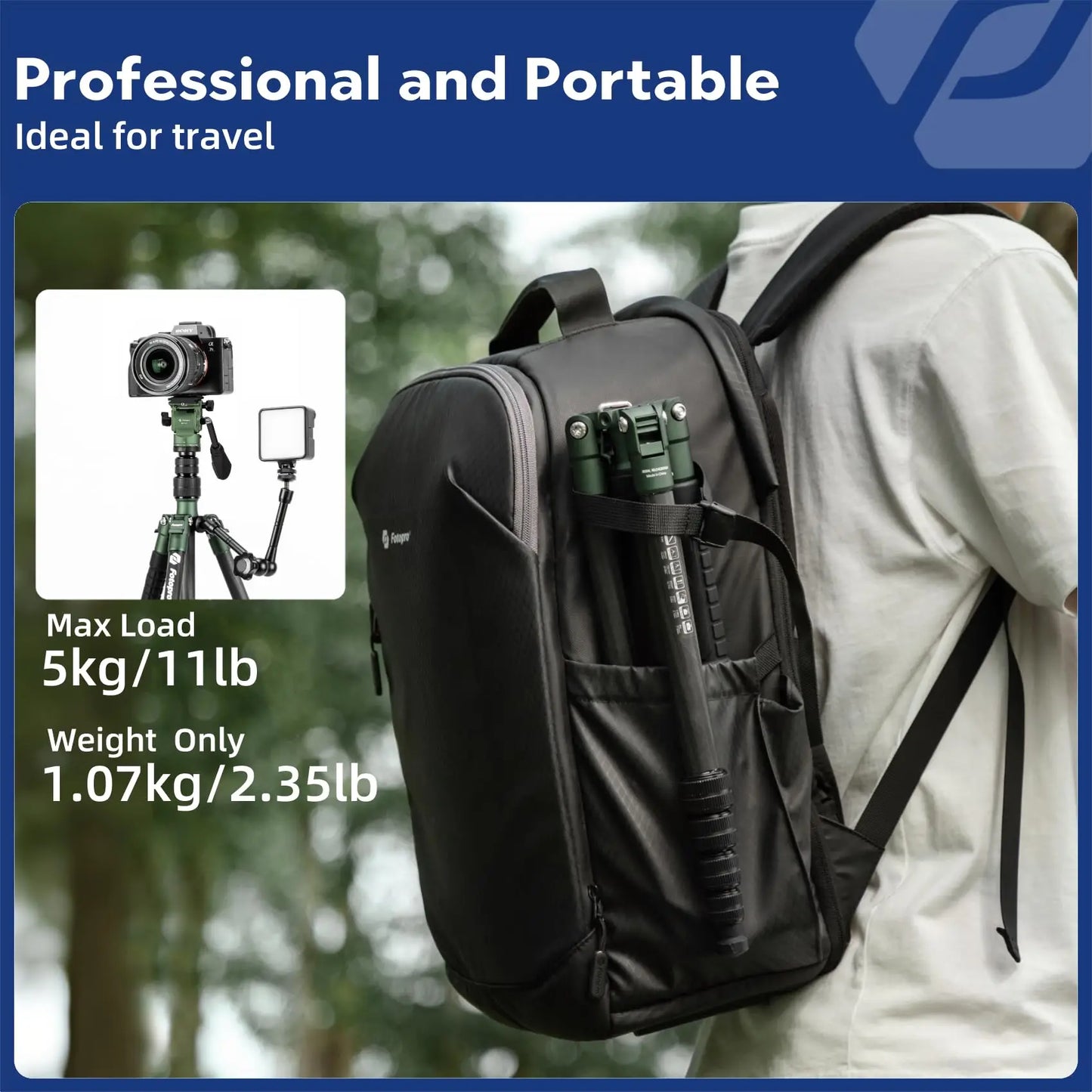 Compact Video Tripod 59 Inch Carbon Fiber Fluid Head