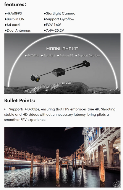 Moonlight FPV Camera Kit 4K Starlight Sensor