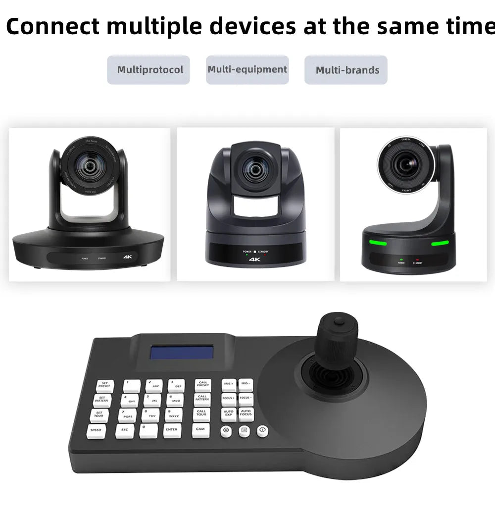 4D PTZ Camera Joystick Controller with LCD Screen