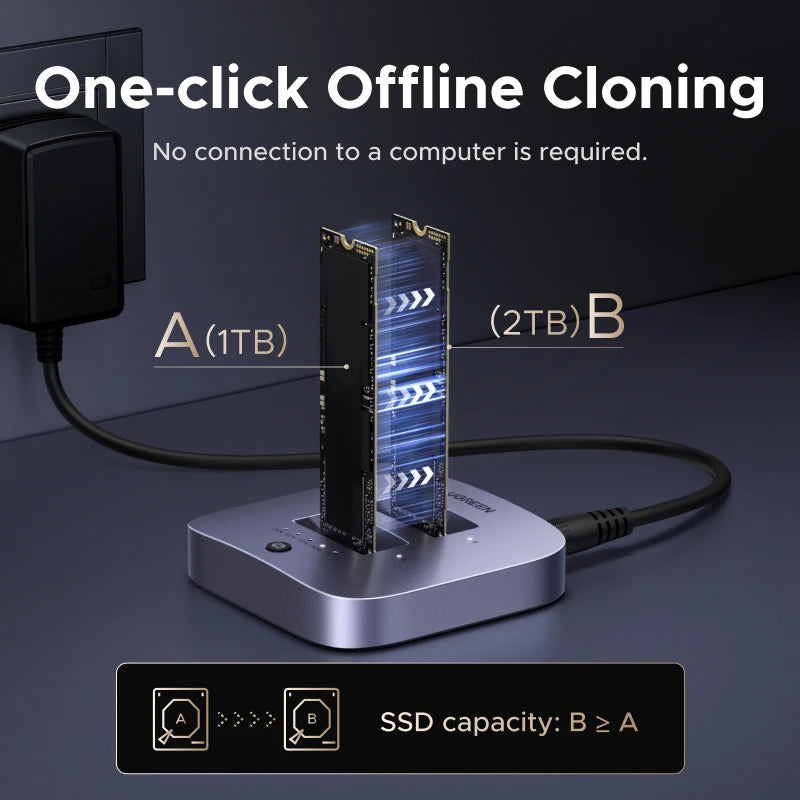 Dual-Bay M.2 SSD Enclosure with 4TB Storage Support