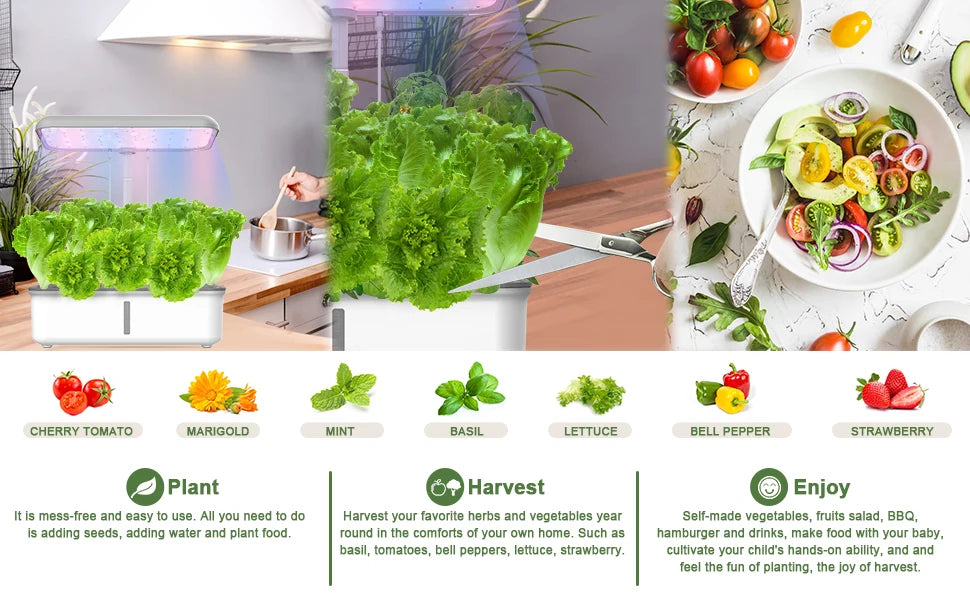 Smart Indoor Herb Garden Kit with LED Grow Light