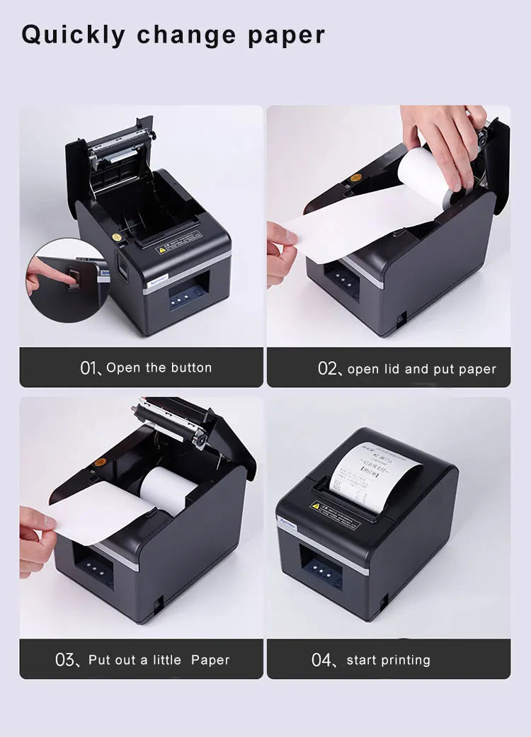 80mm Thermal Receipt Printer 200mm/s Auto Cutter WiFi USB