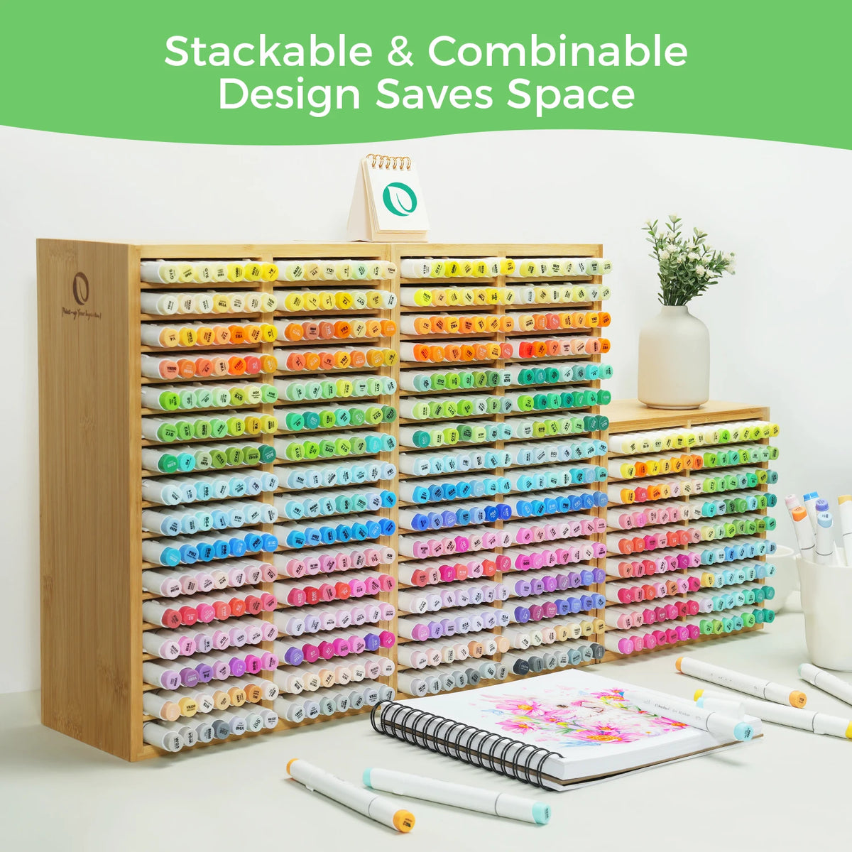 Bamboo Pen and Pencil Organiser for Art Supplies and Stationery