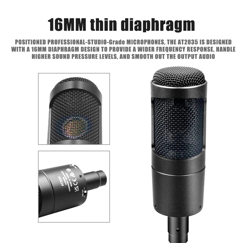 Studio Condenser Microphone AT2035 Noise Cancelling Recording