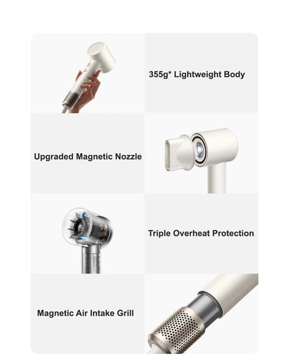 Portable Ionic Hair Dryer with Intelligent Heat Control White