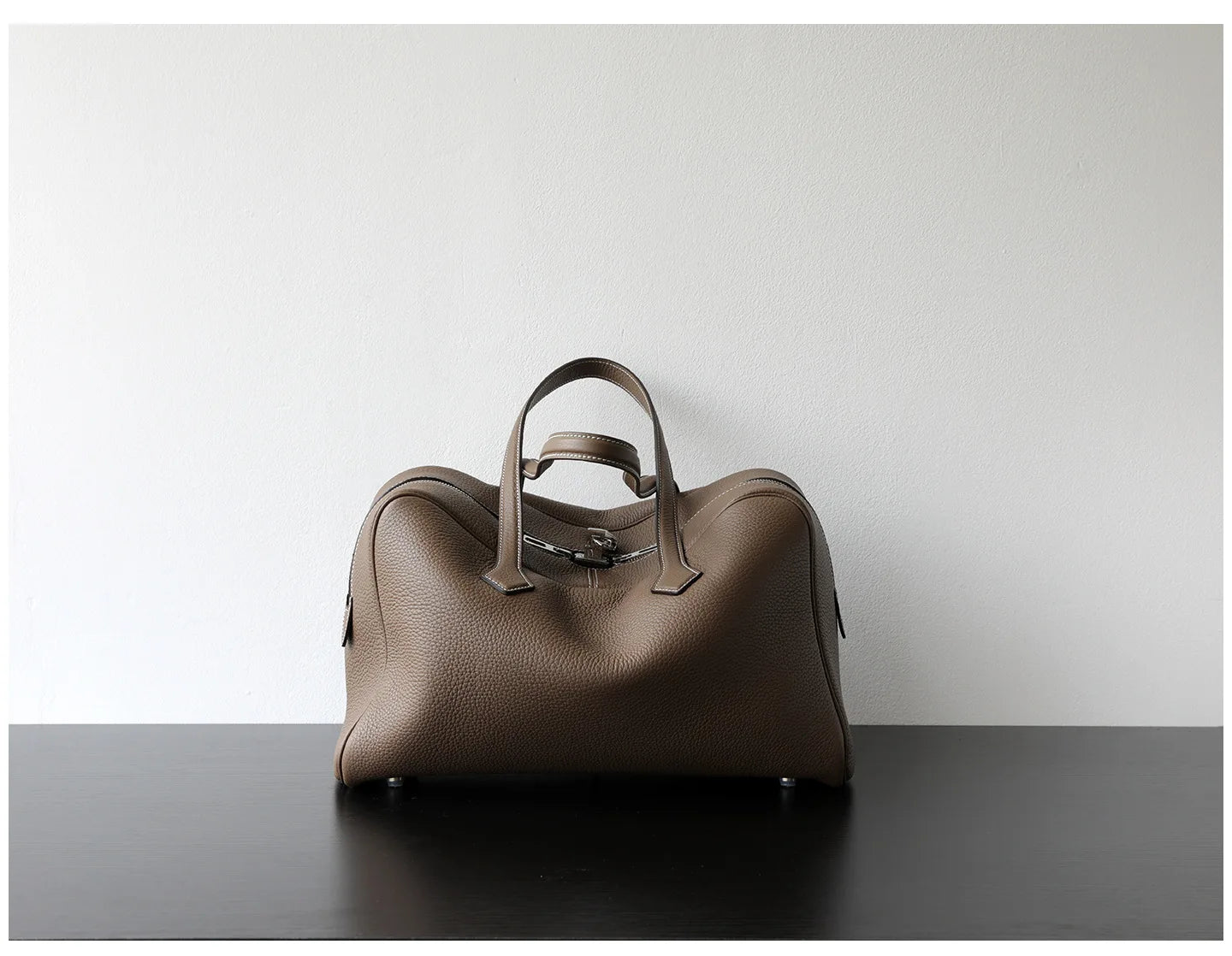 Women’s Leather Laptop Tote Bowling Work Handbag Khaki