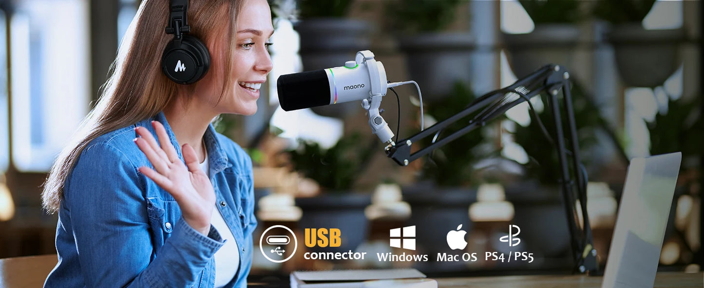 USB/XLR Dynamic Microphone with Mute and Gain Control