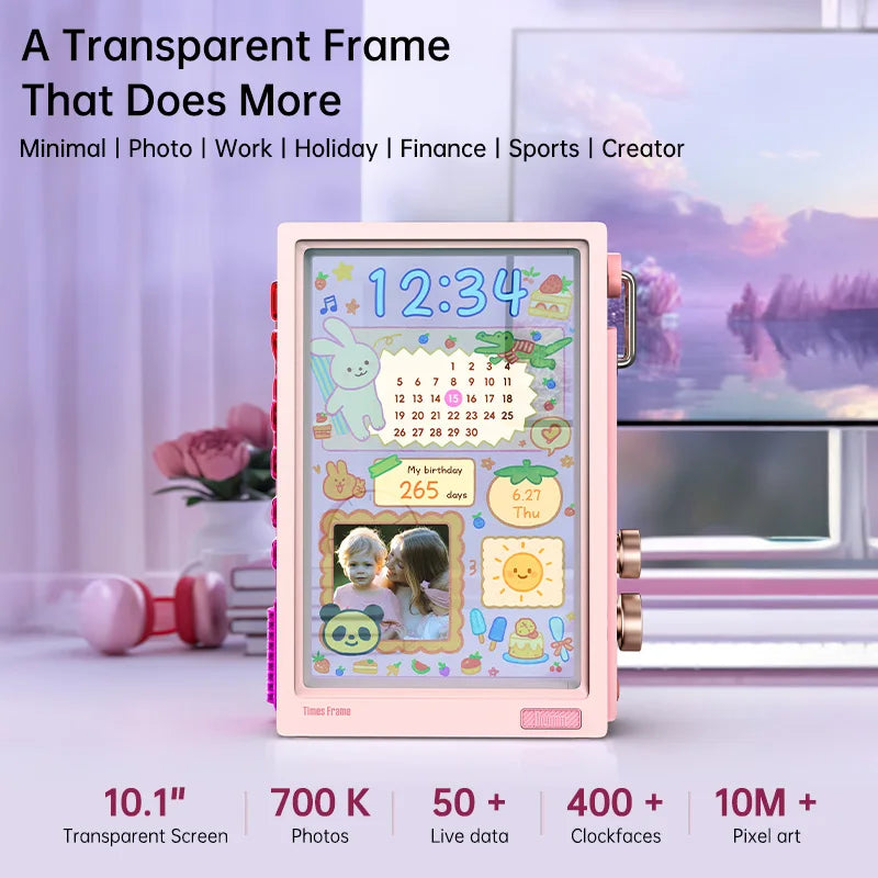 WiFi Smart Pixel Display Pink with Weather and Calendar