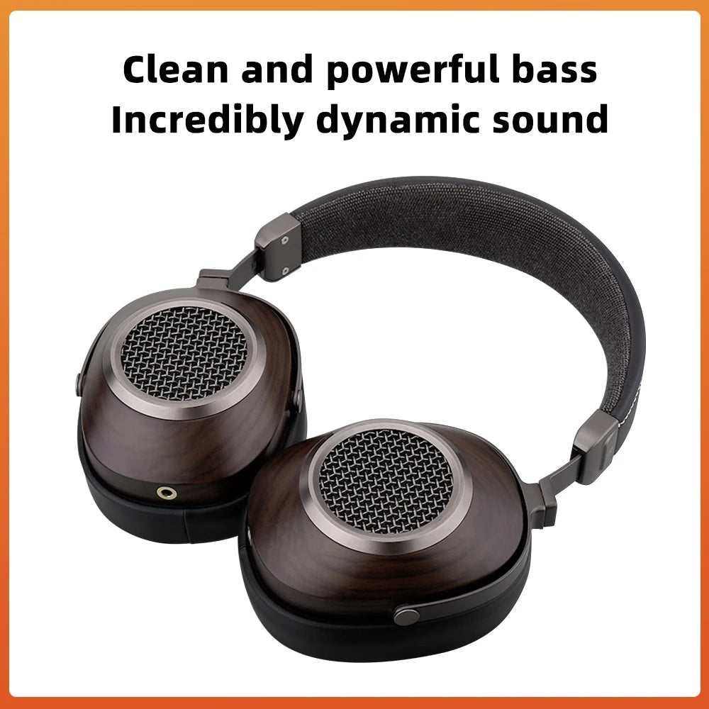 High-Fidelity Open-Back Wooden Headphones 50mm Dynamic Driver