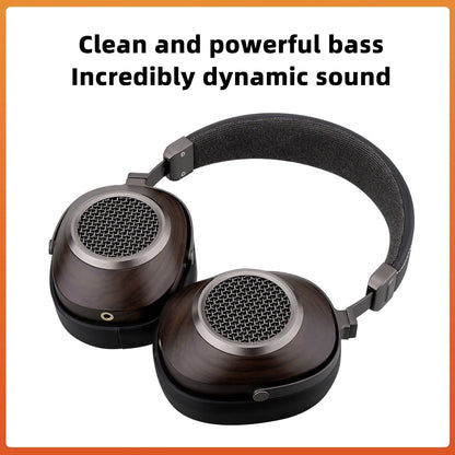 High-Fidelity Open-Back Wooden Headphones 50mm Dynamic Driver