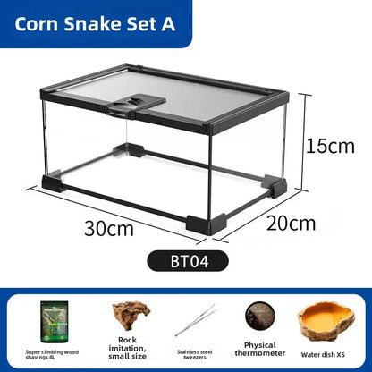 Glass Gecko Terrarium Tank Desktop Reptile Amphibian Pet Cage
