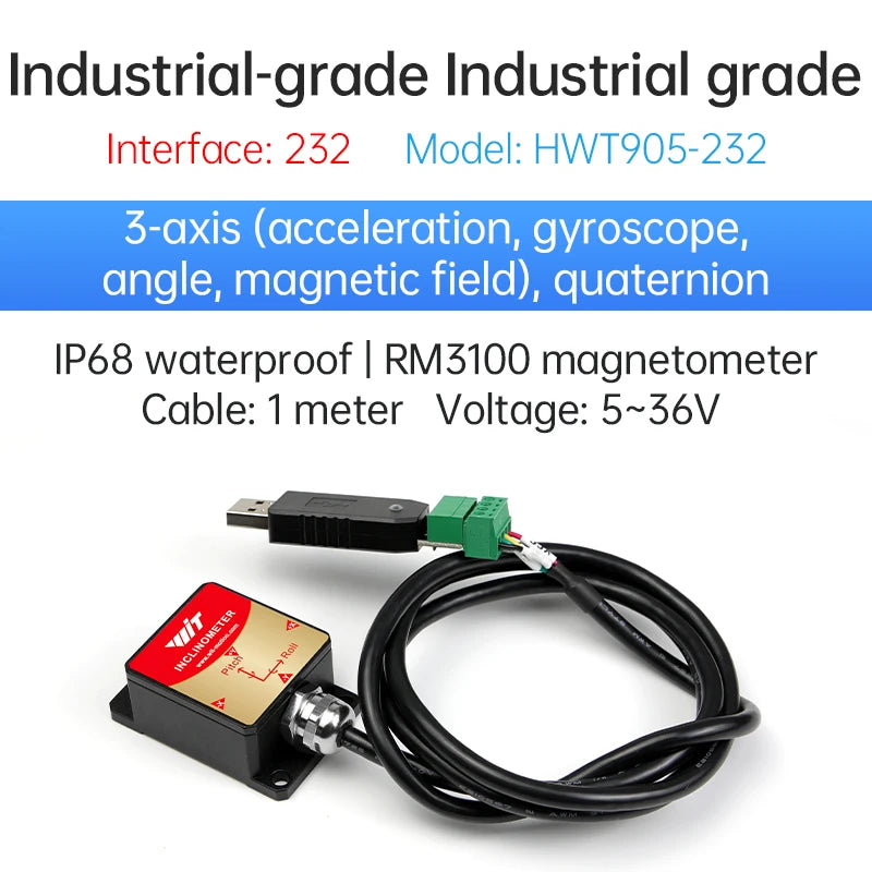 IP67 Waterproof Tilt Angle Sensor with Relay Alarm RS232