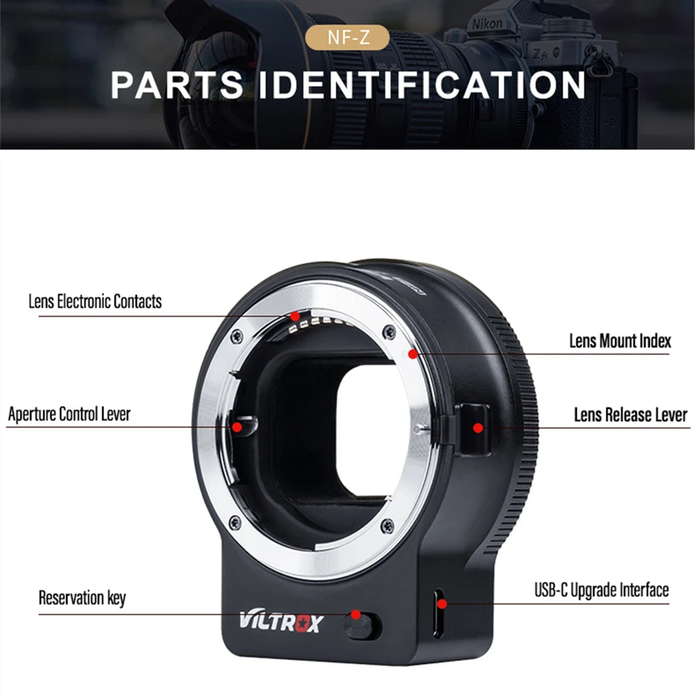Autofocus Adapter Ring for Nikon F to Z Cameras