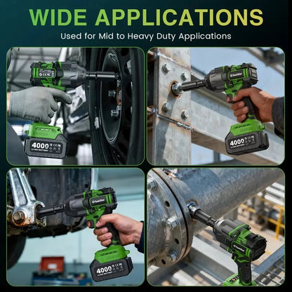 Cordless 1/2 Inch Brushless Impact Wrench 2000Nm with 4.0Ah Battery