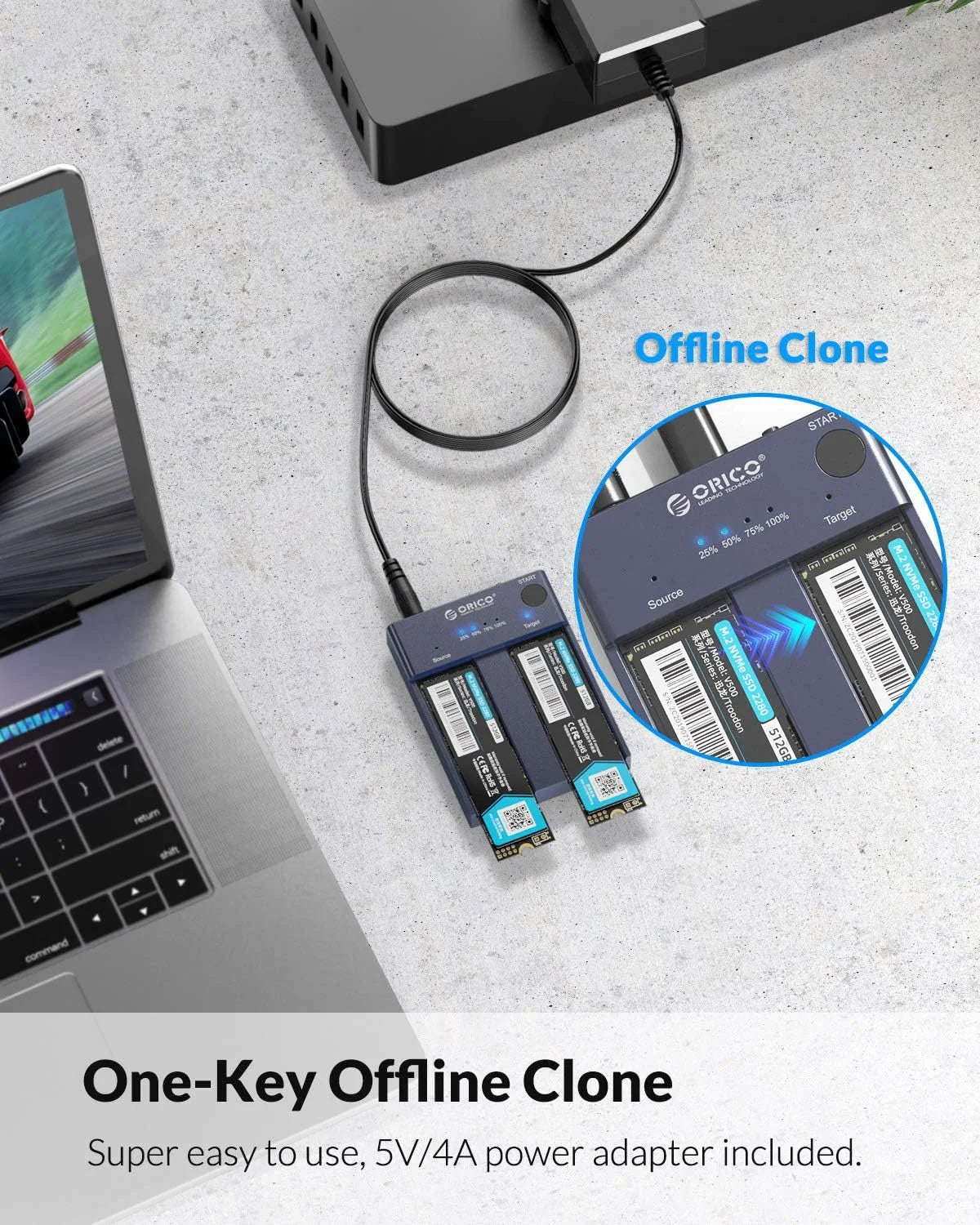Dual Bay M.2 NVMe SSD Cloner USB-C 8TB
