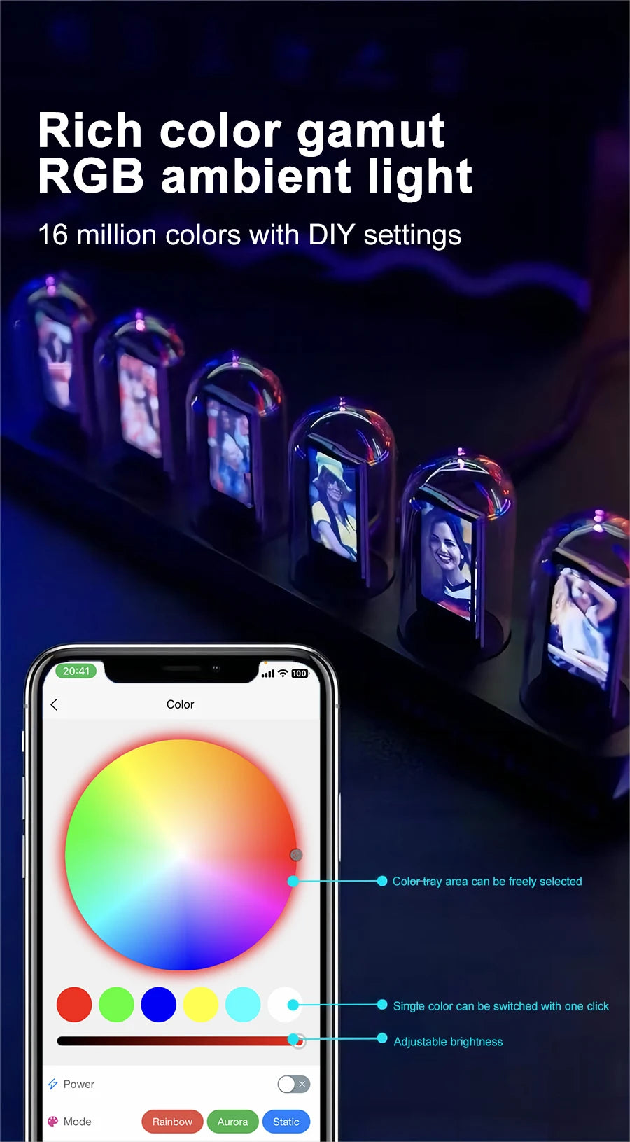 RGB Nixie Tube Clock with IPS Display and App Control