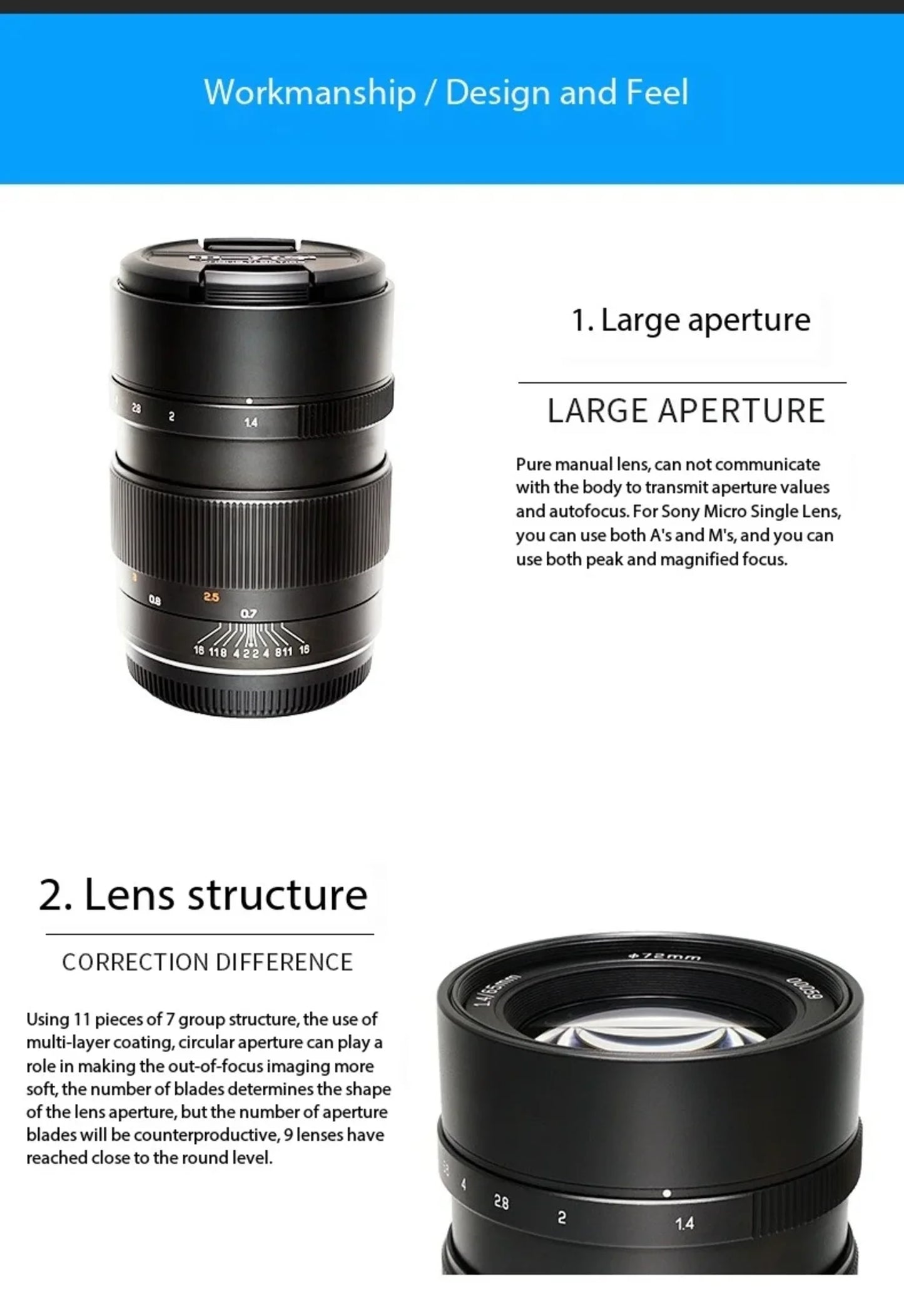 65mm F1.4 Medium Format Manual Focus Lens for Fuji