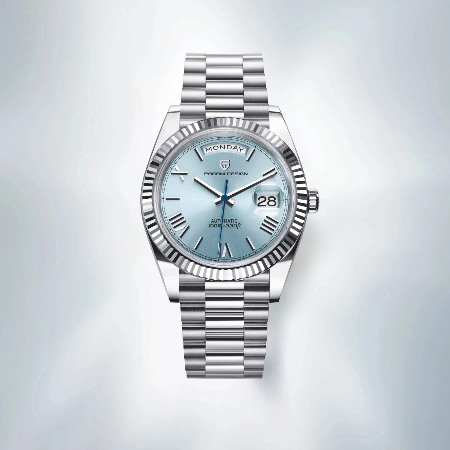 Luxury Automatic Mens Watch Sky Blue Dial