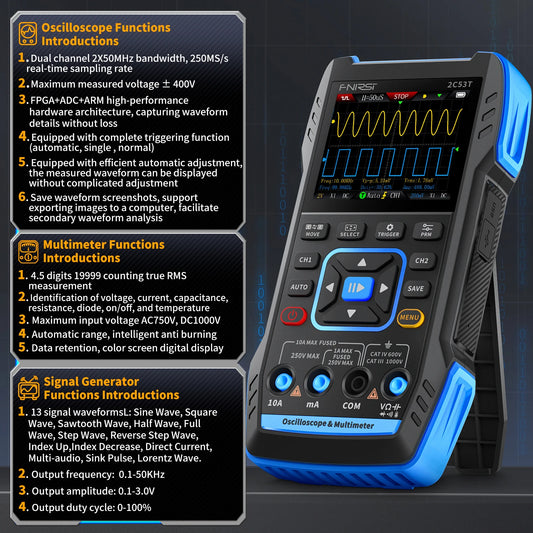 Portable Digital Oscilloscope 50MHz Bandwidth with LCD Display
