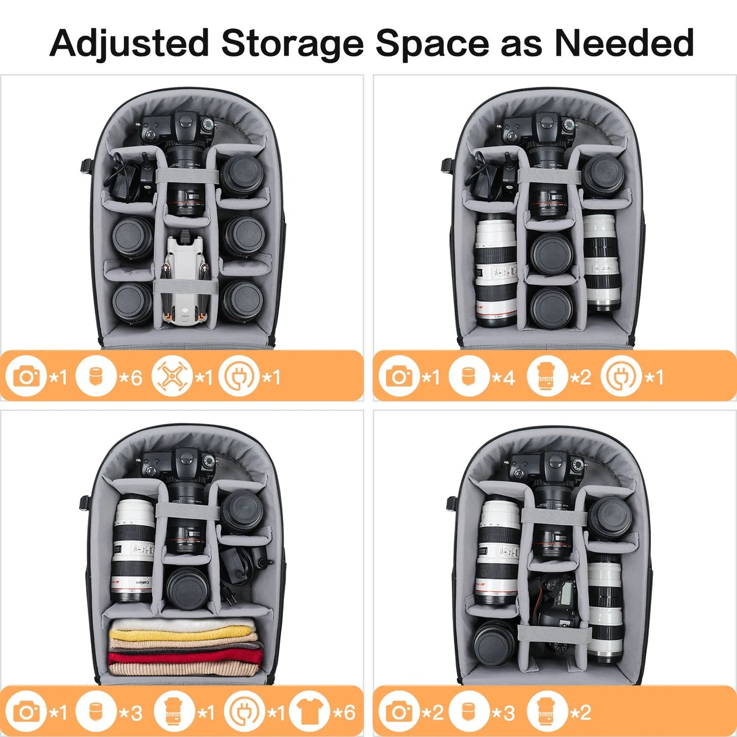 Large-Capacity Waterproof Camera Backpack for DSLR & Drone