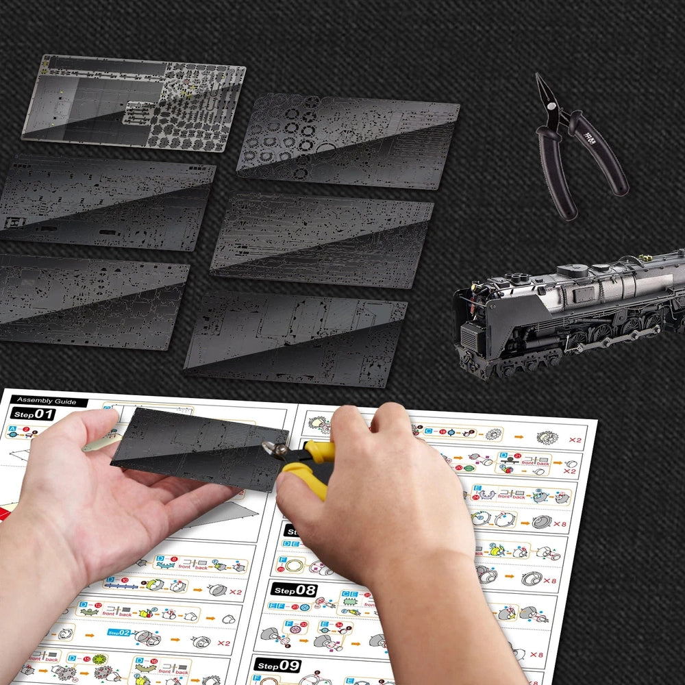 Building Blocks - 3D Metal Puzzle Class S-2 Locomotive Model DIY Assembly Kit, Jigsaw Toy for Home Collection