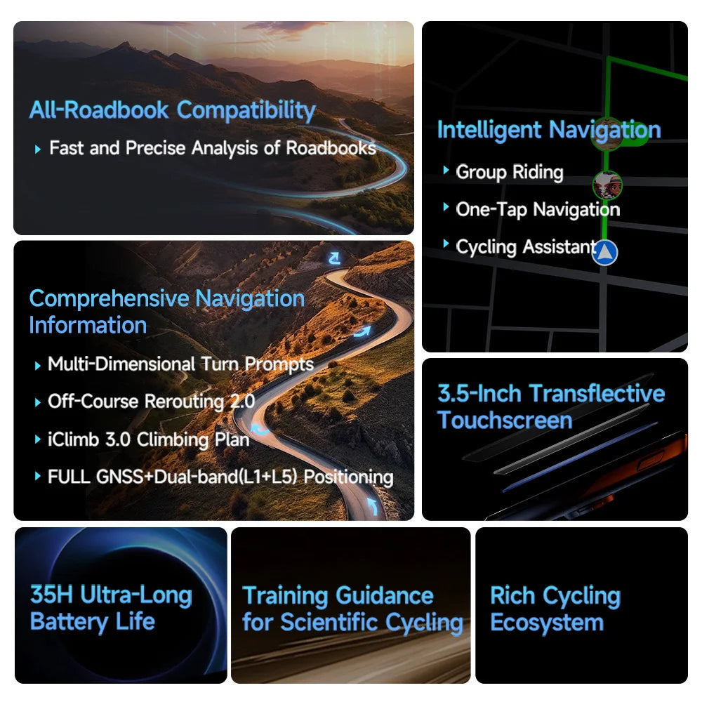 BiNavi Silver Touchscreen Cycling GPS Navigator 35hr Battery