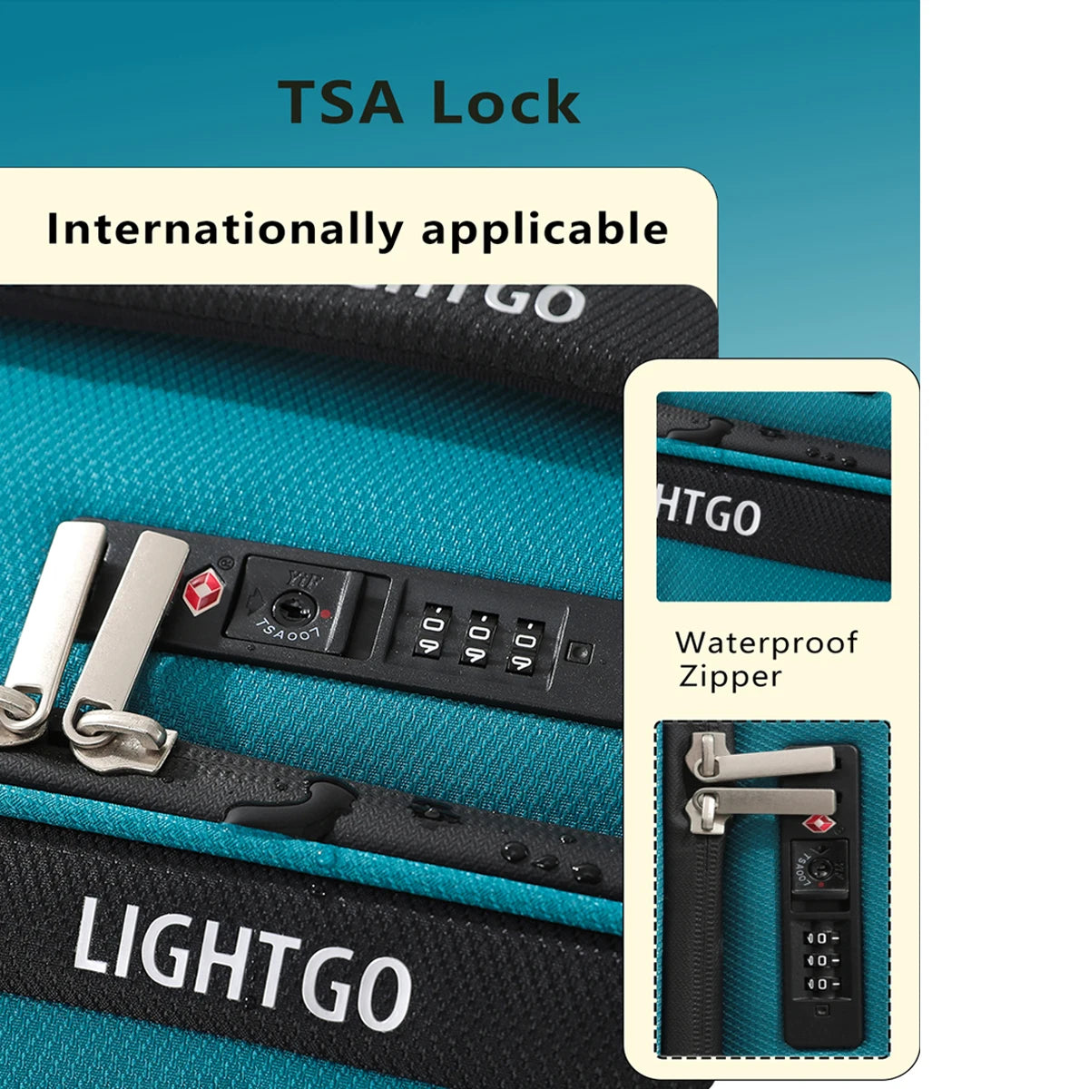 24 Inch Blue Check-In Luggage with 8 Silent Wheels