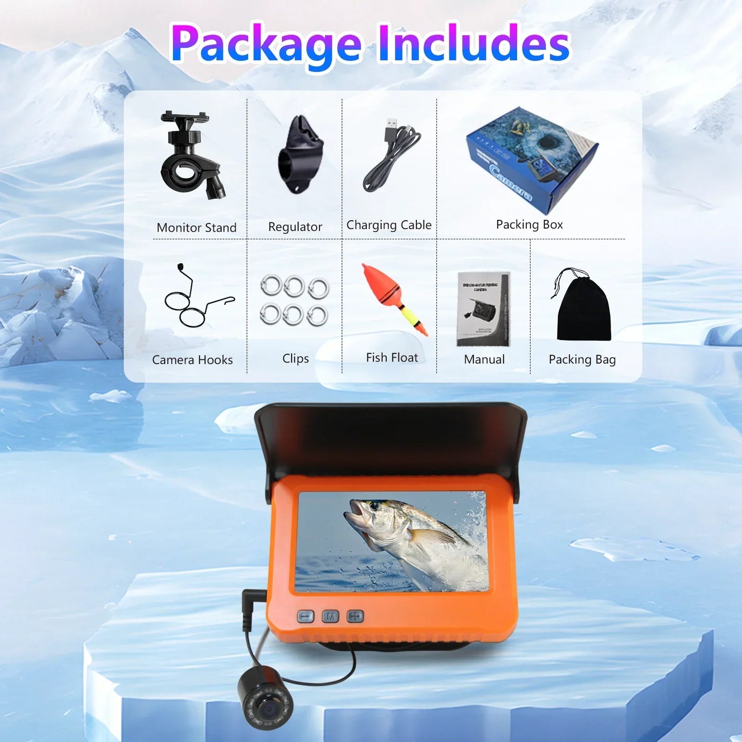 4.3 Inch Underwater Fishing Camera 15m Cable Video Recorder