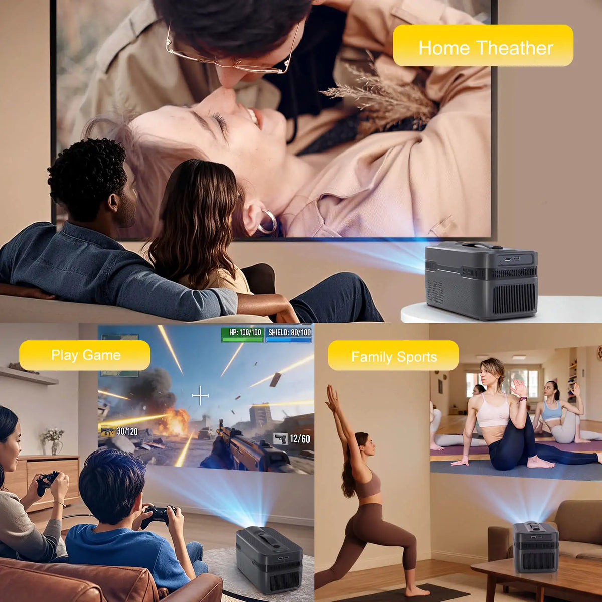 1080P Ultra Short Throw Projector 900 ANSI Auto Focus