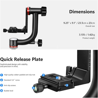 Professional Gimbal Head for 360 Degree Panoramic Photography