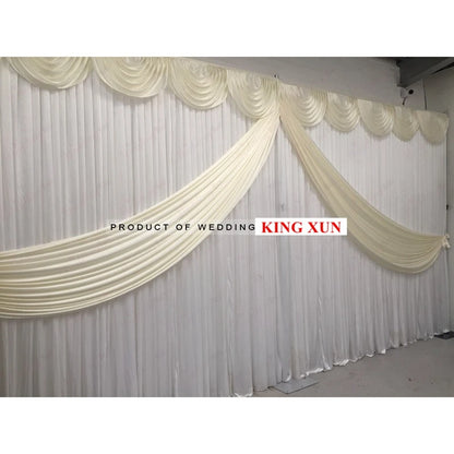 White Ivory Draped Backdrop Curtain 10x20ft Event
