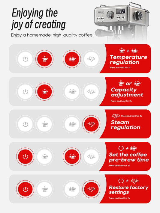Home Espresso Coffee Maker 58mm Portafilter 20Bar Pressure