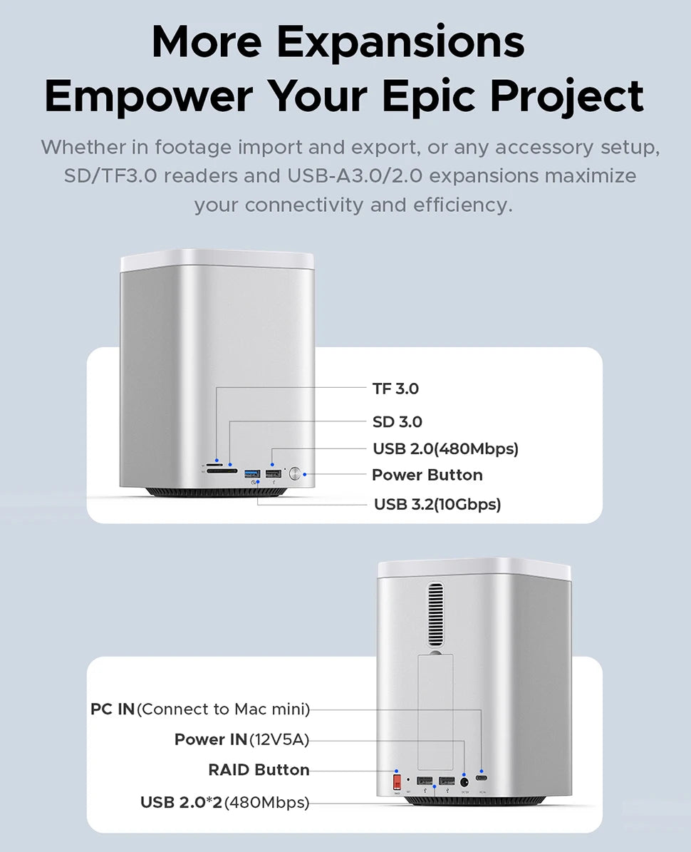 10Gbps SSD HDD Docking Station with RAID Support