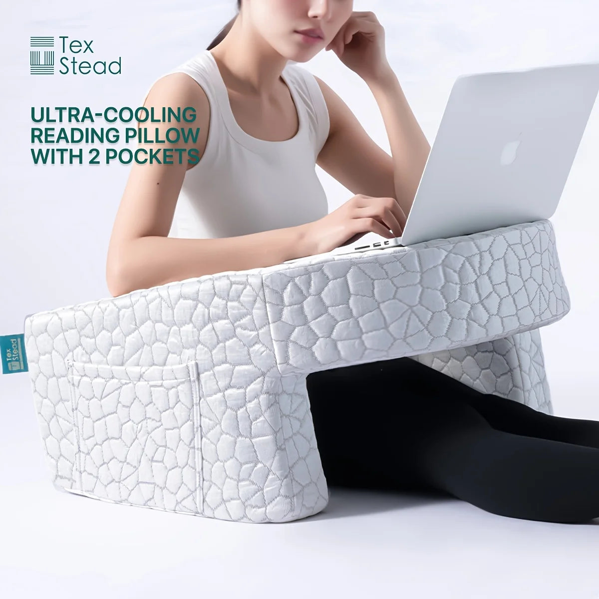 Milky White Oversized Reading Pillow with Arm Support