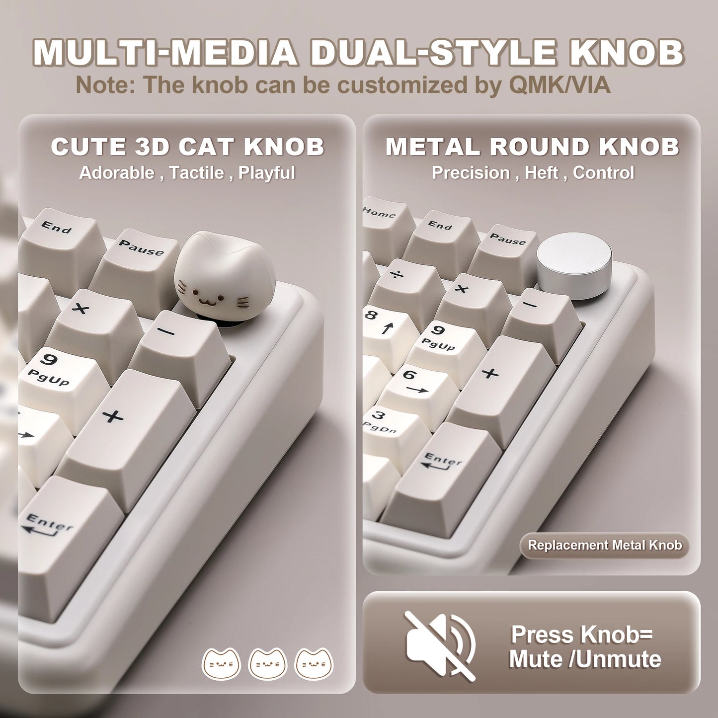 Wireless QMK VIA Mechanical Keyboard RGB Hot Swap Beige
