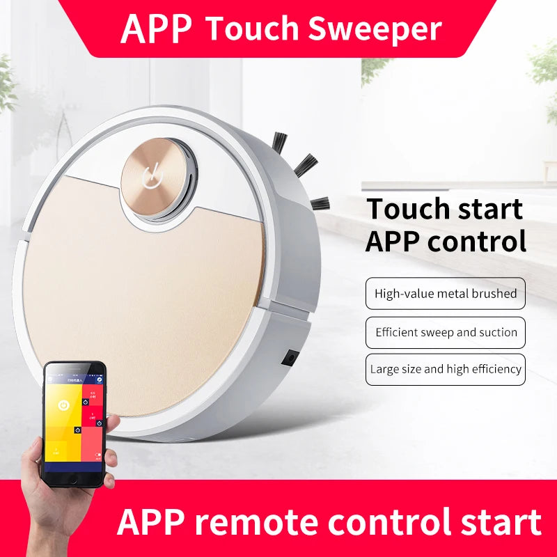Gold Smart Robot Vacuum with App and Remote Control