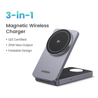 25W Qi2 Magnetic Charger Stand for iPhone and AirPods