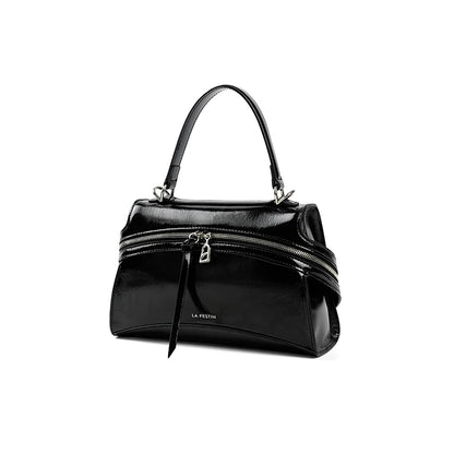 Versatile Black Suede Shoulder Bag for Day and Night